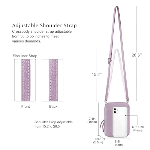 befen Genuine Leather Crossbody Cell Phone Purse for Women, Small Zip Around RFID Blocking Crossbody Wallet Bags - color: Purple