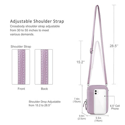 befen Genuine Leather Crossbody Cell Phone Purse for Women, Small Zip Around RFID Blocking Crossbody Wallet Bags - color: Purple
