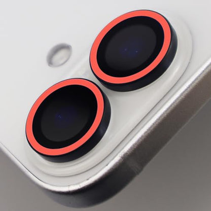 Luminous Camera Lens Protector for iPhone 17 Metal Ring Tempered Glass Glow in The Dark Lens Cover (2PCS) (Red, for iPhone 17) - color: Red
