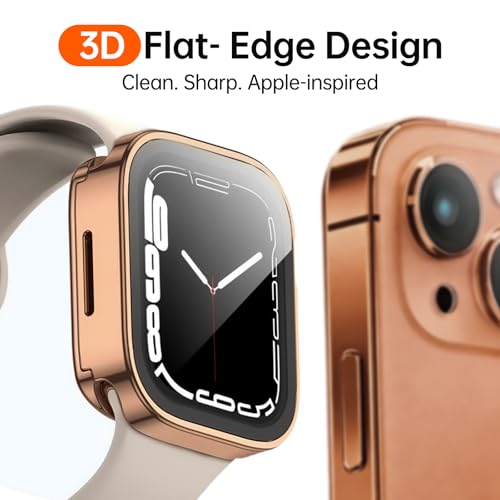 2-Pack Waterproof Case for 41mm Apple Watch Series 9/8/7 - color: Black/Rose Gold, size: 41mm (Series 9/8/7)