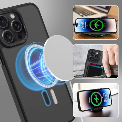Magnetic Designed for iPhone 14 Pro Max Case 6.7" 2022, Black | [Compatible with Magsafe] [with Wallet & Card Holder] [Military Drop Protection] Slim Translucent Matte Phone Case - color: Black, size: iPhone 14 Pro Max
