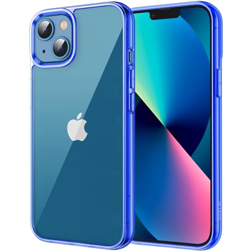 JETech Case for iPhone 13, Anti-Yellowing, Blue | Shockproof Protection, Scratch Resistant Hard PC Back, Durable Transparent TPU Bumper - color: Blue