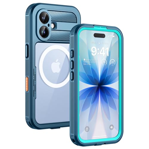 Lanhiem Magnetic for iPhone 17 Case, IP68 Waterproof, Dustproof, Compatible with Magsafe, Built-in Screen Protector, Full Body, Heavy Duty, Rugged Phone Cover, 6.3 inch, Blue - color: Blue, size: for iPhone 17