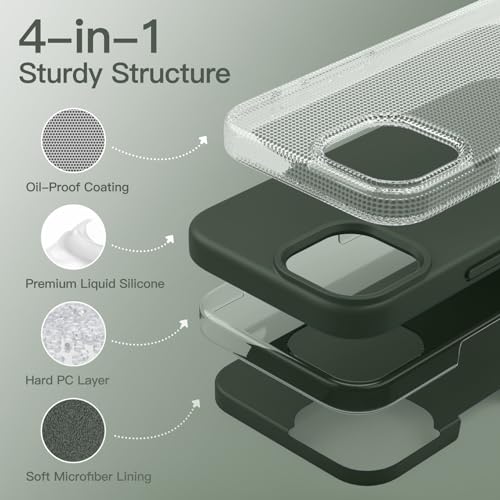 JETech Silicone Case for iPhone 15, Cypress | Silky Soft Touch, Shockproof Protection, Scratch Resistant, Microfiber Lining - color: Cypress, size: iPhone 15
