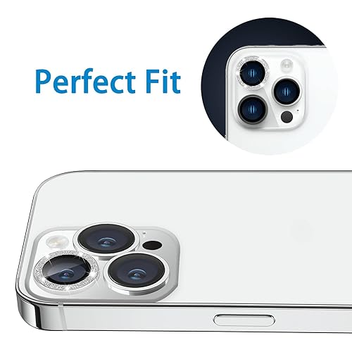 Compatible with iPhone 12 Pro Max Camera Lens Protector, Bling Glitter 9H Tempered Glass Camera Cover Anti Scratch Shockproof Screen Protector Individual Ring - 3Pcs Glitter Silver - color: Silver Glitter