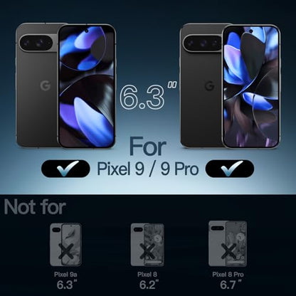 JETech Case for Google Pixel 9/9 Pro, Anti-Yellowing, Black | Shockproof Protection, Scratch Resistant Hard PC Back, Durable Transparent TPU Bumper - color: Black, size: Pixel 9/9 Pro