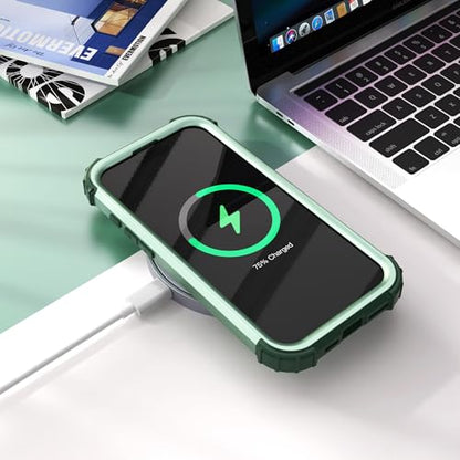IDweel for iPhone 17 Case with Screen Protector for Men, 3 in 1 Shockproof Slim Fit Hybrid Heavy Duty Hard PC Cover Soft Silicone Bumper Full Body Anti-Fingerprint Case, Mint Green - color: Mint Green