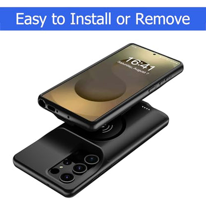 Battery Case for Galaxy S25 Ultra, [12000mAh] Slim Rechargeable Smart Extended Charging Case Compatible with Galaxy S25 Ultra (6.9 inch) Backup Power Battery Pack Charger Cover-Black - size: Galaxy S25 Ultra