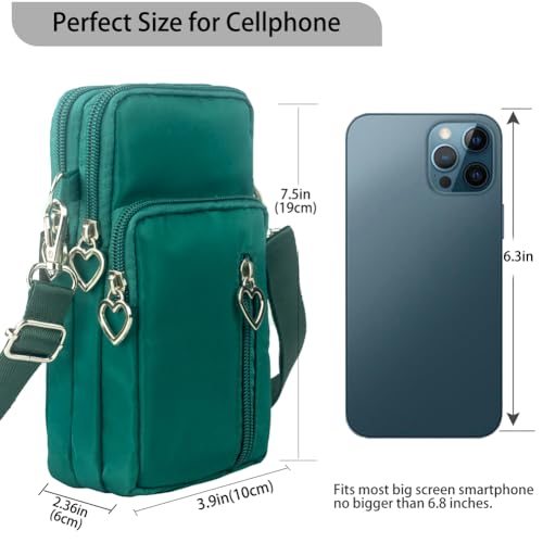Small Crossbody Bag for Women - Mini Phone Purses with Crossbody Strap and Wallet - Nylon Arm Bag - color: A-green
