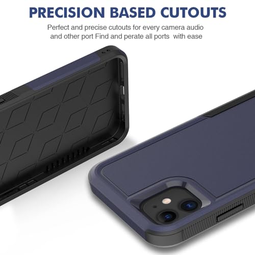 for iPhone 11 Case: Dual Layer Protective Heavy Duty Cell Phone Case Shockproof Rugged Bumper Tough with Screen Protector - 16ft Military Grade Drop Tested for Appple iPhone 11 (6.1 inch), Blue - color: Navy Blue (PC) + Black (TPU)