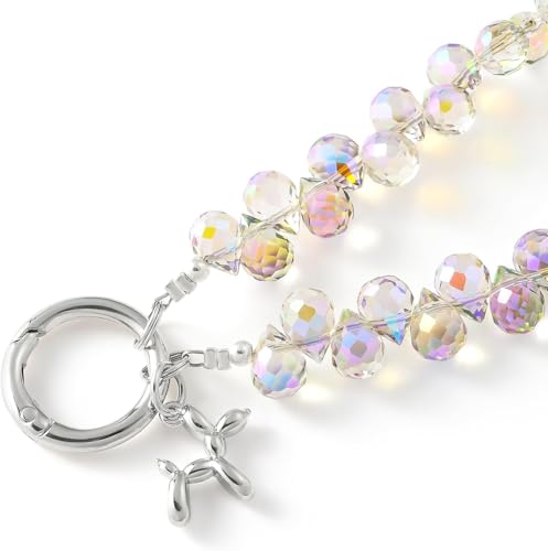 richginker Crystal Beaded Phone Wrist Strap with Tether Tab, Light Purple - color: Light Purple