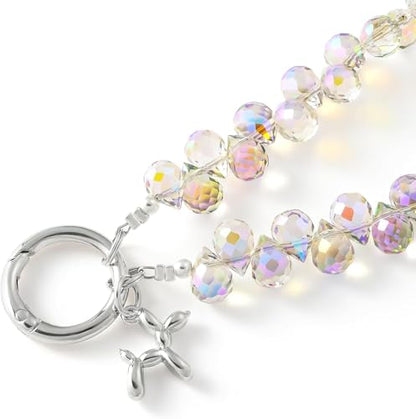 richginker Crystal Beaded Phone Wrist Strap with Tether Tab, Light Purple - color: Light Purple