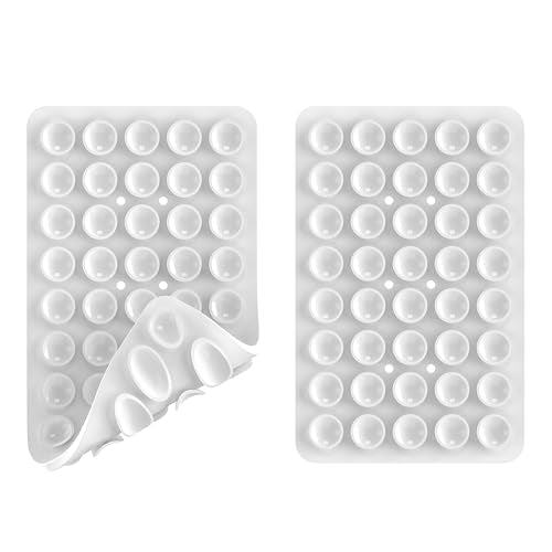 Double Sided Silicone Suction Phone Holder Mount, Silicon Accessory for iPhone and Android, Hands-Free Mirror Shower Phone Holder, TikTok Videos and Selfies (Black+White) - color: Black+White