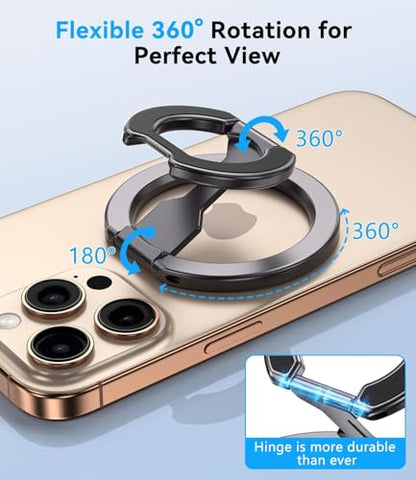 Magnetic Ring Holder for MagSafe Dual-Sided, Removable Phone Finger Grip Holder Adjustable Kickstand for iPhone 17/16/15/14/13 Series, Magnet Phone Stand Grip Compatible with Magnetic Car Mount