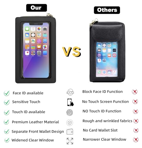 DOB SECHS Leather Small Phone Wallet Purse Cross Body for Women with Mini Coin Bag Pouch Travel Side Purses