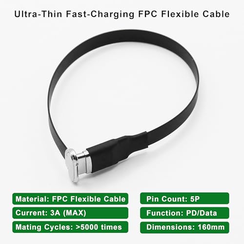 Right Angle USB C Flat Extension Cable 90 Degree USB C Male to Female Fast Charge Data Cord for Power Banks Phone(6.3in/160mm) - size: 6.3in/160mm