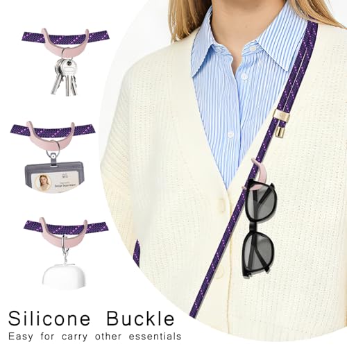 UKON Cell Phone Lanyard,Crossbody Lanyard and Wrist Strap Premium Metal Buckle Phone Charms with 2 X Strap Patch Compatible with All Smartphone(Purple) - color: Purple