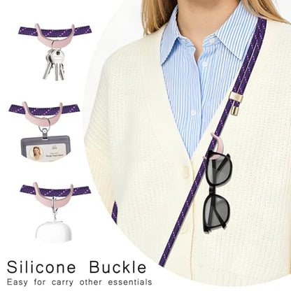 UKON Cell Phone Lanyard,Crossbody Lanyard and Wrist Strap Premium Metal Buckle Phone Charms with 2 X Strap Patch Compatible with All Smartphone(Purple) - color: Purple