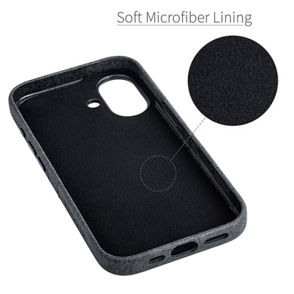 Dockem Card Case for iPhone 17 with Magnetic Mounting Plate, Camera Control Button, Wallet with 2 Holder Slots: M2 Luxe Canvas-Style Synthetic Leather (Charcoal Black) - color: Charcoal black, size: 17