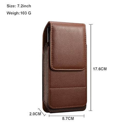 Cell Phone Pouch Pu Leather Holster Belt Clip Holder for Samsung Galaxy S26 Ultra S25 Ultra A05 A06 A14 A07 A16 A36 Moto G 5G 2025 Moto G Power 2025 Google Pixel 10 Pro XL (Brown, XL) - color: Brown, size: XL