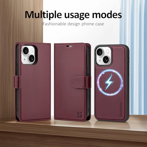 Shieldtop Compatible with MagSafe iPhone 13 Wallet Case,Wine Red - color: Wine Red, size: iPhone 13 - 6.1"