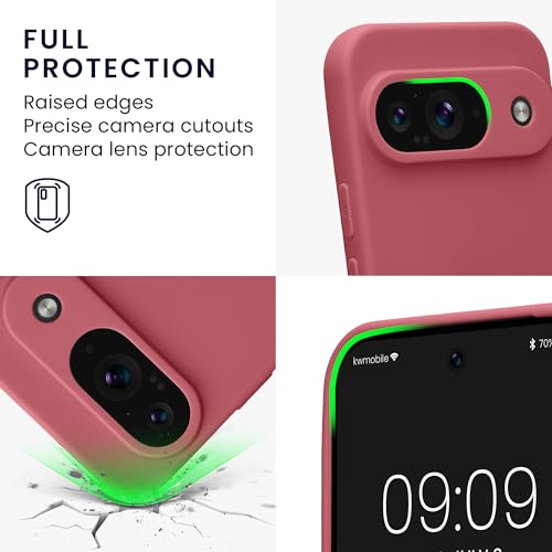 kwmobile Case Compatible with Google Pixel 9 Case - Protective Slim TPU Phone Cover - Soft Matte Finish - Dark Rose - color: Dark Rose, size: Pixel 9