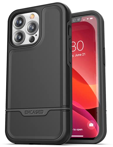 ENCASED Rebel Series Designed for iPhone 13 Pro Case Protective Heavy Duty Phone Case (Black)
