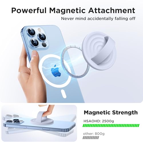 Upgraded Magnetic Phone Grip, Liquid Silicone Soft and Portable, Removable Finger Loop Ring Grip Holder for iPhone, Strong Magnetic Attraction, Compatible with MagSafe Phone Case, Light Purple - color: Light Purple