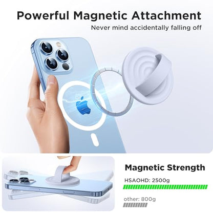 Upgraded Magnetic Phone Grip, Liquid Silicone Soft and Portable, Removable Finger Loop Ring Grip Holder for iPhone, Strong Magnetic Attraction, Compatible with MagSafe Phone Case, Light Purple - color: Light Purple