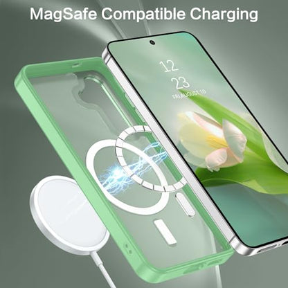 BENTOBEN Magnetic for Samsung Galaxy S24 Plus Case [Compatible with Magsafe] Translucent Matte Slim Fit Shockproof Anti-Yellow Women Men Protective Phone Cover for Galaxy S24 Plus 6.7", Matcha Green - color: Matcha Green