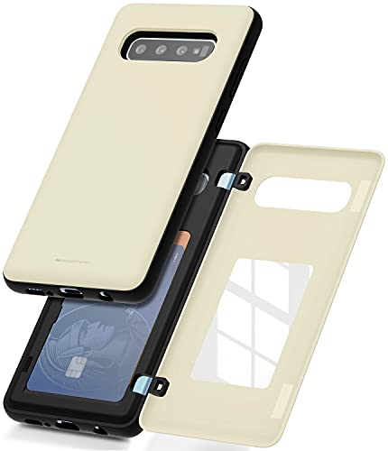 GOOSPERY Magnetic Door Bumper Compatible with Galaxy S10 Plus, Card Holder Wallet Case Easy Magnet Auto Closing Protective Dual Layer Sturdy Phone Back Cover - White - color: White, size: Galaxy S10 Plus
