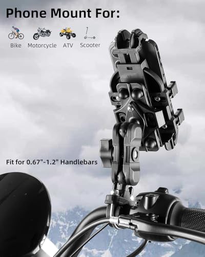 ROCKBROS Aluminum Motorcycle Bike Phone Mount with Vibration Dampener
