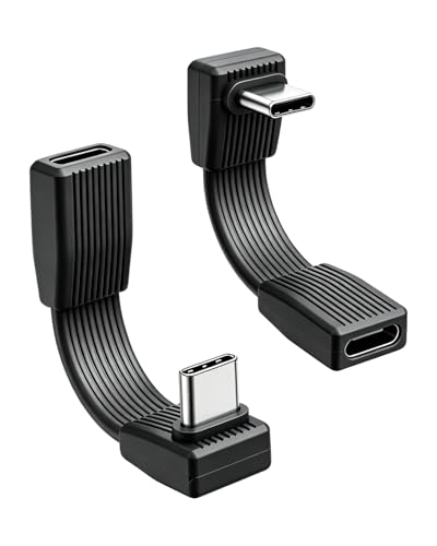 80Gbps Short USB 4 Flat Extension Cable,3.1 USB C Fast Charging Cable,PD 240W 90 Degree USB C Male to USB C Female Extender Cable,8K@60Hz Video Display for Phone,Tablets,Black(0.16FT/2Pack) - style: 2 Black