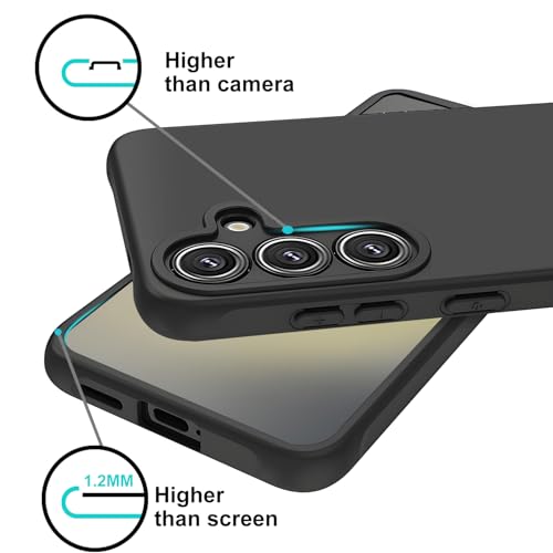TENOC Phone Case for Samsung Galaxy S25, Black Case Anti-Fingerprint Protective Bumper Matte Cover - color: Black, size: S25