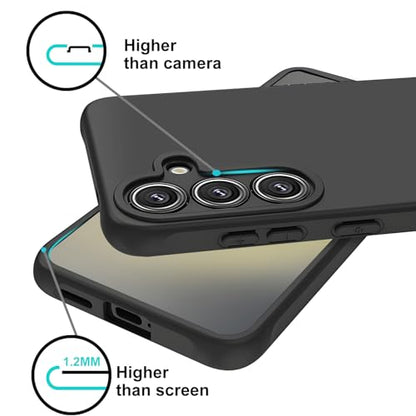TENOC Phone Case for Samsung Galaxy S25, Black Case Anti-Fingerprint Protective Bumper Matte Cover - color: Black, size: S25