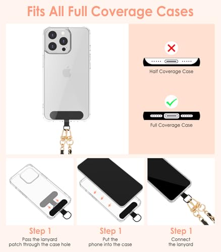 MoKo Phone Lanyard, Adjustable Metal Cell Phone Chain Crossbody Strap - color: Black