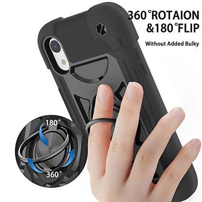 MARKILL Compatible with iPhone XR Case 6.1 Inch with Ring Stand, Heavy-Duty Military Grade Shockproof Phone Cover for iPhone XR 6.1. Black - color: Black, size: iPhone XR 6.1"