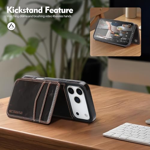 SkyEagle Compatible with MagSafe iPhone 17 Pro Case Wallet,Coffee | Magnetic Clasp,RFID Blocking,PU Leather,Flip Folio Shockproof Phone Cover,with Credit Card Slots & Kickstand for Men & Women - color: Coffee, size: iPhone 17 Pro - 6.3"