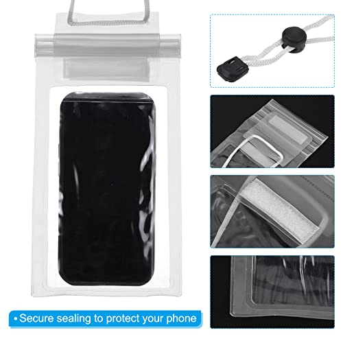 PATIKIL Waterproof Phone Pouch, 2 Pack Universal Lanyard Cellphone Dry Bag Clear Protection Cover Bag for Beach Swimming Pool, White - color: White