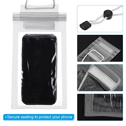 PATIKIL Waterproof Phone Pouch, 2 Pack Universal Lanyard Cellphone Dry Bag Clear Protection Cover Bag for Beach Swimming Pool, White - color: White