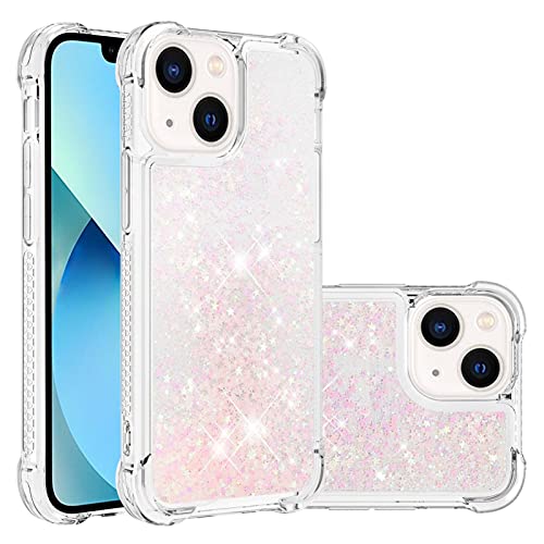 LEMAXELERS for iPhone 13 Mini Bling Glitter Liquid Case. YBL Star Pink | Cute Floating Quicksand Liquid Shockproof Protective, Sparkle Soft TPU for Women Girls Cover for iPhone 13 Mini - color: Star-10, size: iPhone 13 Mini