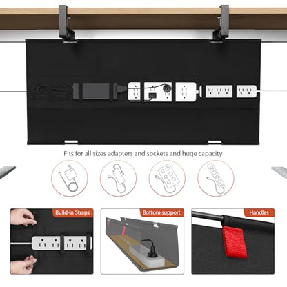 Univivi No Drill Under Desk Cable Management Tray, 36 inch Cable Management - color: Black, size: 36"L x 5.5"W