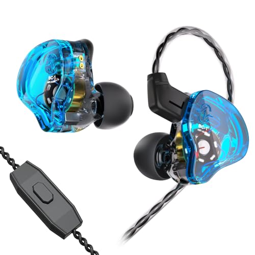 YINYOO CCZ Melody Gaming Earbuds Wired in Ear Hearphones with Microphone IEM HiFi Bass with 1DD 1BA Hybrid, Detachable Cable for Smartphones/PC/Tablet/Gaming/Video/Music/Calling (Blue, with mic) - color: Blue, size: 3.5mm-With Microphone, style: 3.5mm-Wit
