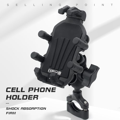 Motorcycle Phone Mount Holder with Vibration Dampener Motorcycle Cell Phone Holder 360 Degree Adjustable Rotation Motorbike Rearview Mirror Mount (Handlebar Mount) - size: Handlebar Mount