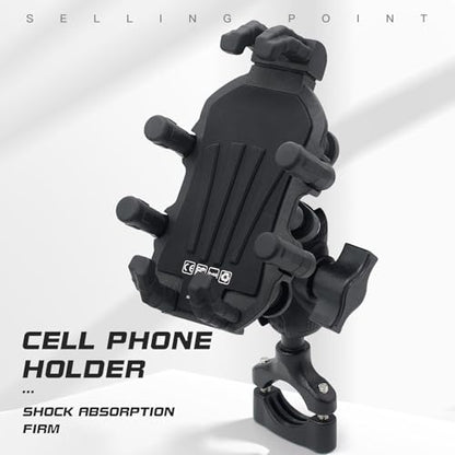 Motorcycle Phone Mount Holder with Vibration Dampener Motorcycle Cell Phone Holder 360 Degree Adjustable Rotation Motorbike Rearview Mirror Mount (Handlebar Mount) - size: Handlebar Mount