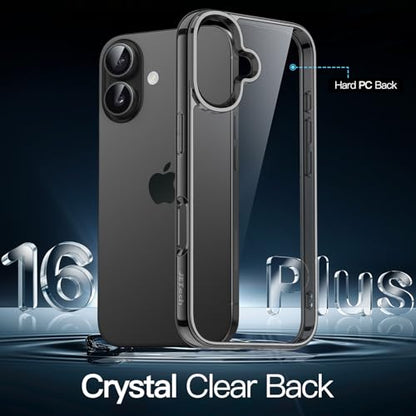 JETech Case ONLY for iPhone 16 Plus 6.7-Inch, Non-Yellowing Shockproof Phone Bumper Cover, Anti-Scratch Clear Back (Black) - color: Black, size: iPhone 16 Plus