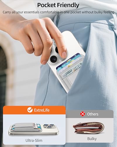 Upgraded for Magsafe Wallet, 7 Card Holder, RFID Blocking, Strongest Magnet | Magnetic Wallet for iPhone 17/16/15/14/13/12 Series, for iPhone Magsafe Wallet with 2 Card Slots, Vegan Leather, Light Gray - color: Light Gray-Upgraded