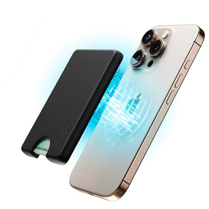 Casely MagWallet | Black | Slim Wallet Card Holder | Compatible with MagSafe | Soft-Touch Hard Silicone | Holds Up to 3 Cards - color: Black