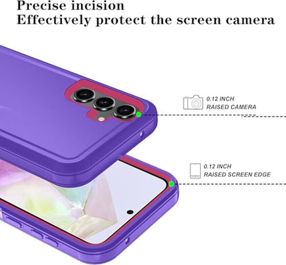 Qinmay Phone Case for Samsung Galaxy A37 5G Case with HD Screen Protector, Heavy Duty Shockproof & Dropproof 3-Layer Cover Phone Case for Galaxy A37,PurpleRoseRed - color: PurpleRoseRed