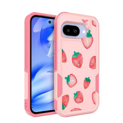 for Google Pixel 9a Case 2025: (Strawberry) | Cute Flowers Floral Design, for Girls Women, Military Grade Drop Protection, TPU Bumper Shockproof Silicone Phone Cover - color: Strawberry